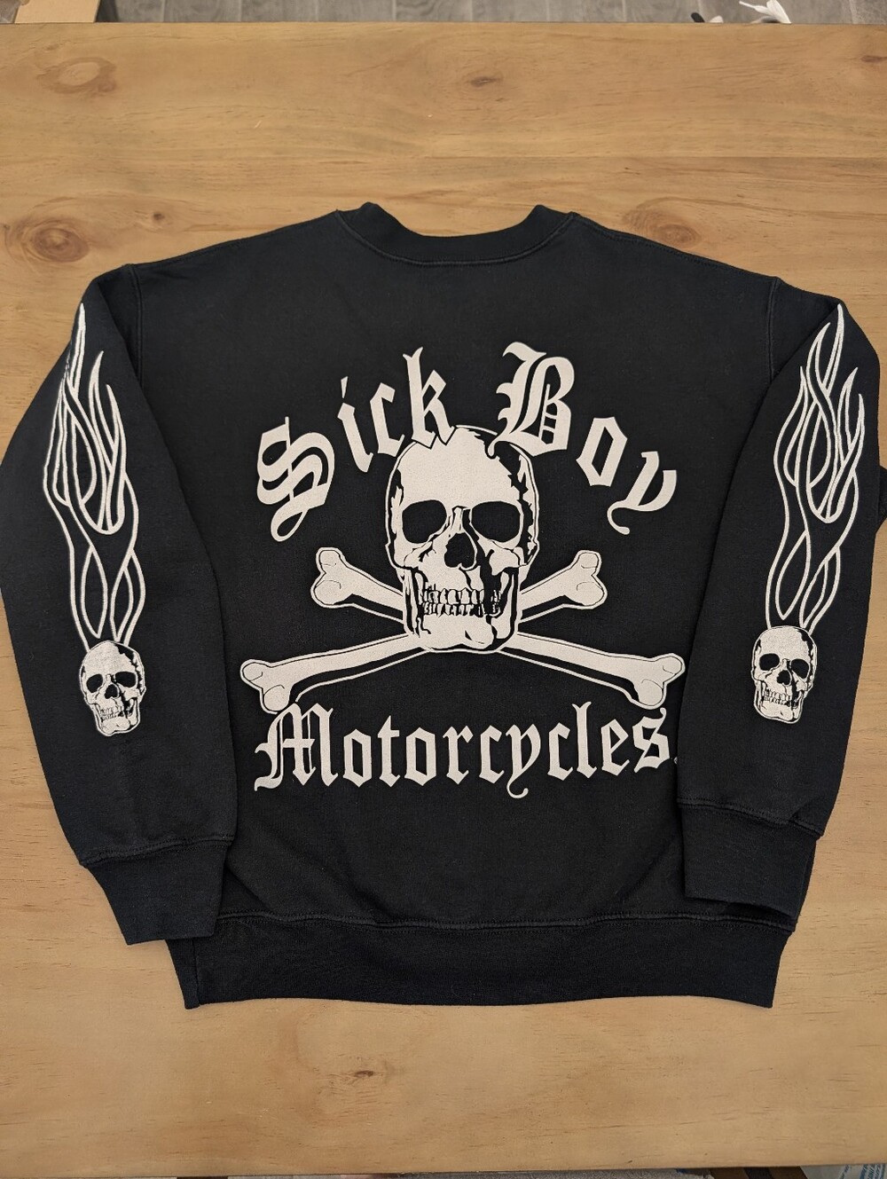 Vintage Sick Boy Motorcycles Y2K Skull Graphic Crewneck Sweatshirt Black Size M